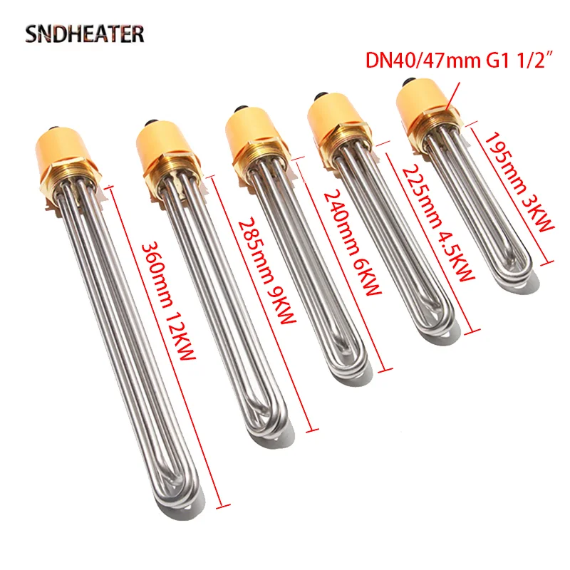 SNDHEATER 220 В 380 В Солнечный бак Водяной нагревательный элемент G1 12 Нагреватель масляного трубопровода Сопротивление 3 кВт 6 кВт 9 кВт 12 кВт для парового котла (art.: 3920d1aa4e6fa) - 3920d1aa4e6fa