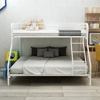 Twin-Over-Full Bunk Bed Closed Upper Bunk With Metal Frame And Ladder White Bed Frame