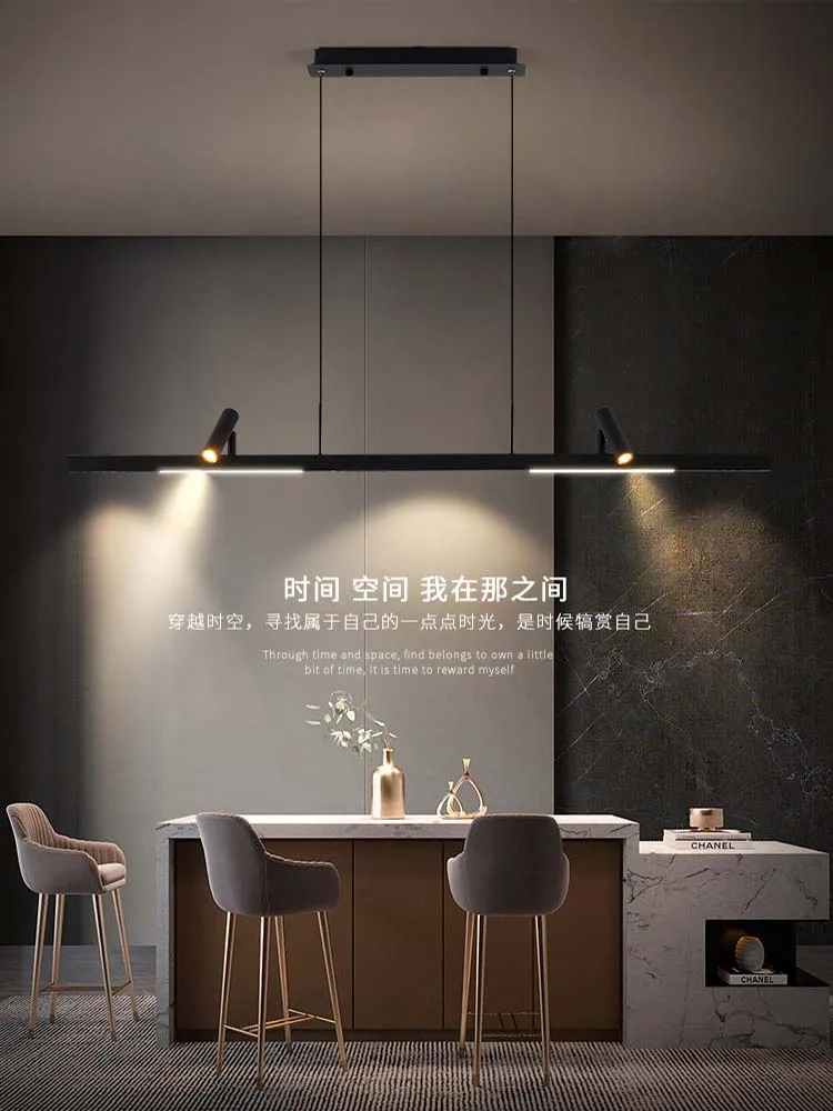 

Люстры Черные Кухонные подвесные светильники простые современные креативные индивидуальные строчки Роскошные Длинные полосы в скандинавском стиле с прожекторами