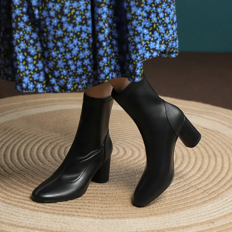 

Классические ботильоны на молнии сбоку для женщин, Осень-зима 2022, обувь из натуральной кожи, женские офисные Ботинки в стиле ретро для зимы