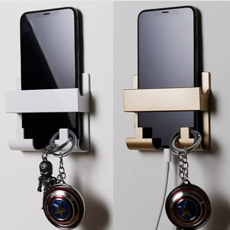 

For IPhoneWall Mount Paste Style Mobile Phone Charging Holder Bracket Rack Keyring Stand Practical Wall Shelf Hotel Universal
