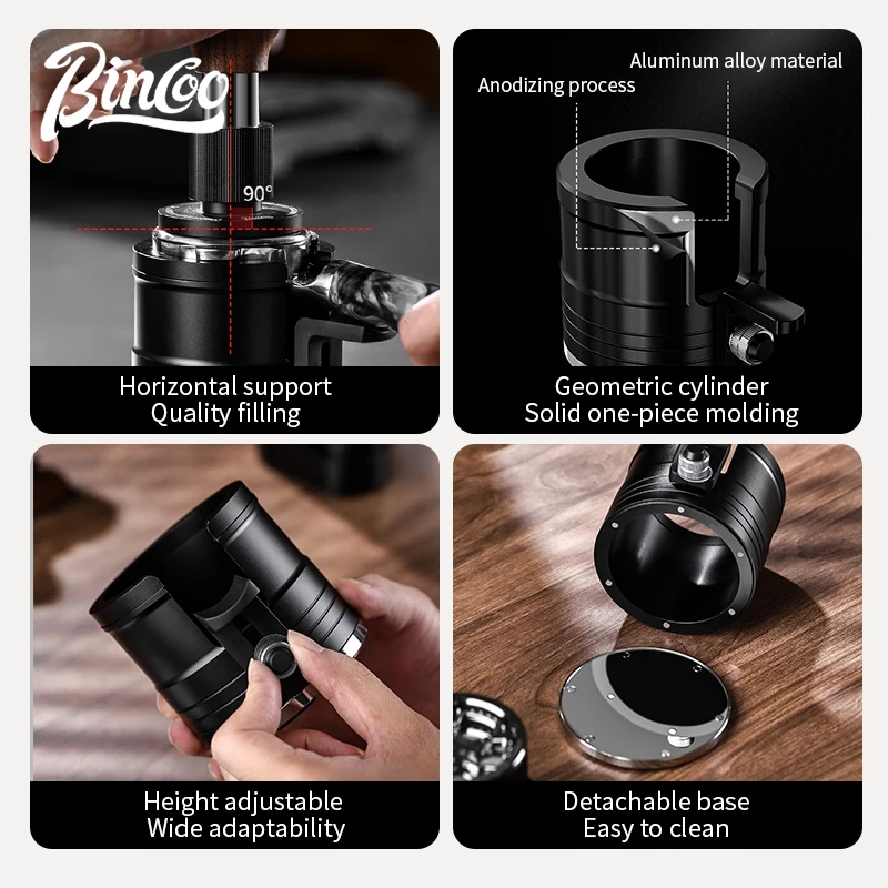 Фото Подставка для кофейных инструментов Bincoo Professional, алюминиевая, круглая, универсальная (51/58 мм), служит основанием для темперовки и подставкой для портафильтра, компактный дизайн. №4