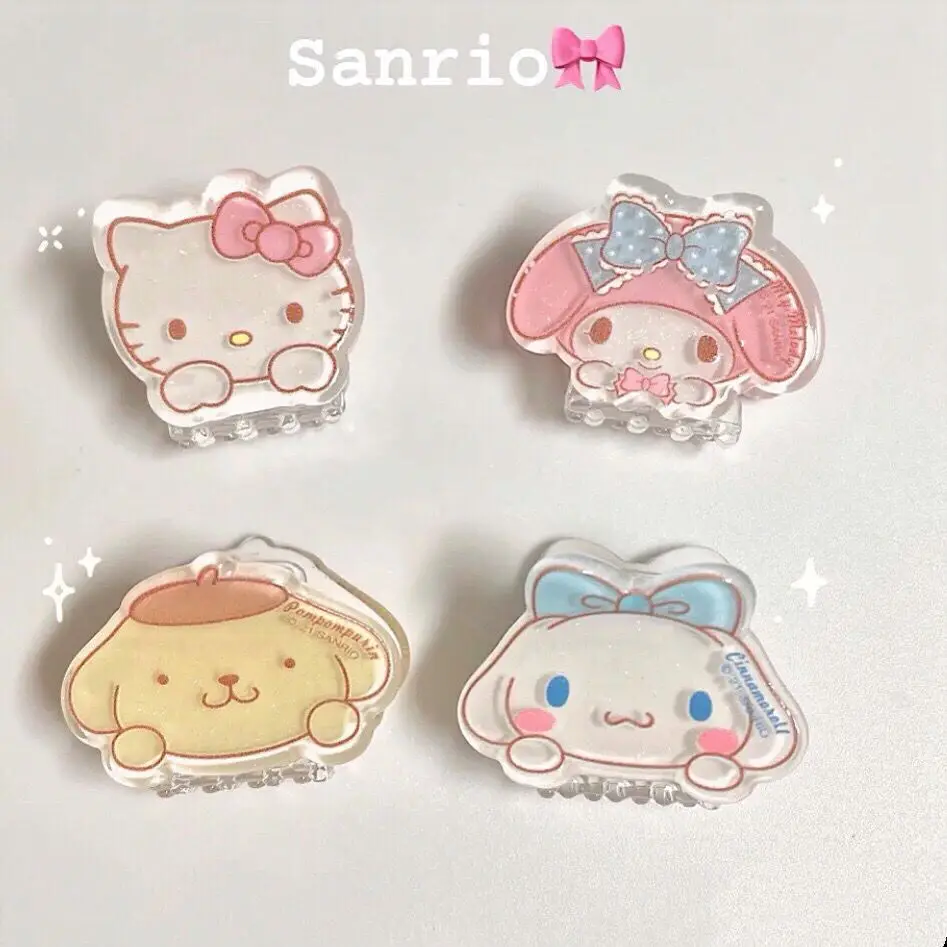 

Kawaii Sanrio Mymelody Kuromi Grab Clip Cute Sweetheart Girl Heart Cartoon Hello Kitty Pom Pom Purin Style Mini Hairpin