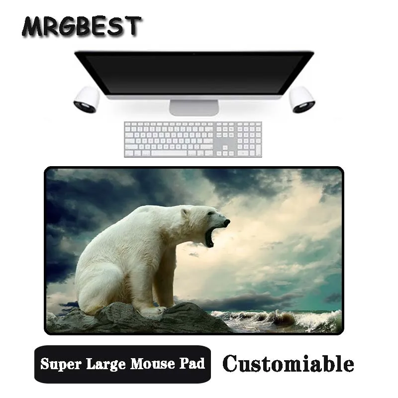 

MRGBEST Big Promotion Large Size Multi-size Locked Mouse Pad Cool polar bear animal Pattern PC Computer Notebook Desk Mat