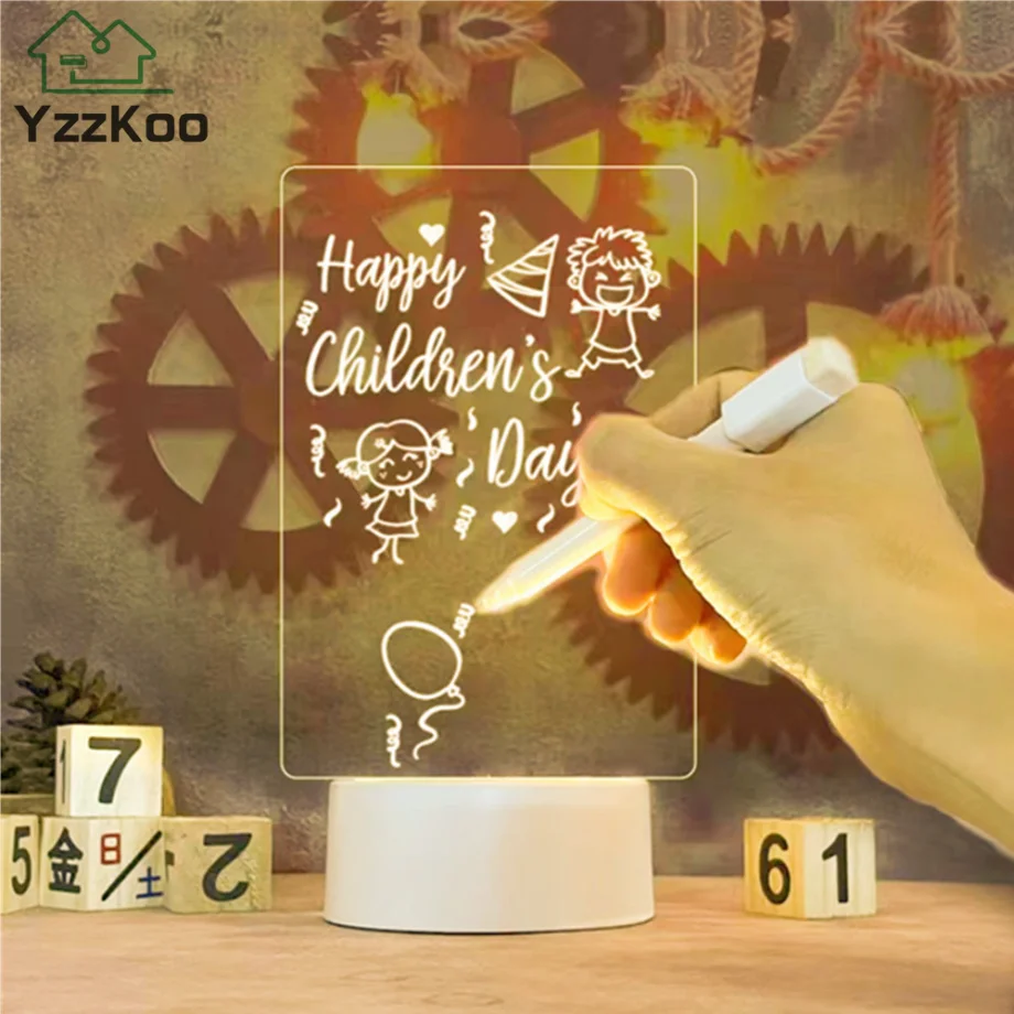 YzzKoo Note Board Creative Led Night Light USB Message Board Holiday Light  With Pen Gift For Children Girlfriend Night Lamp