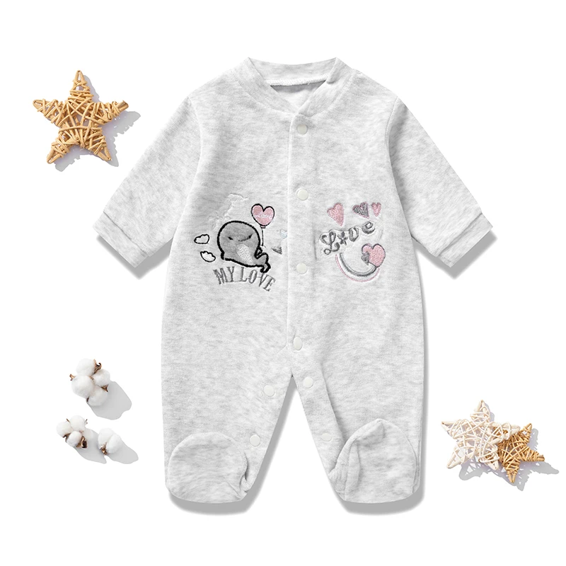 

2022 New High Quality Cotton Velvet Home Wear Soild Baby Rompers Newborn Baby Footies Bodysuits Breasted Baby Clothes 0-9 Months