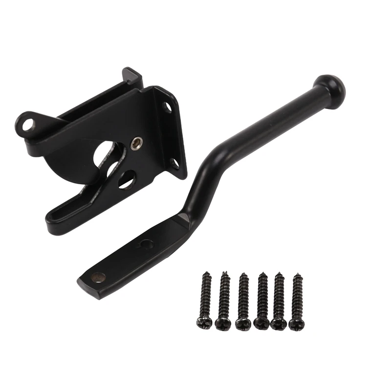 

4X Self Locking Gate Latch Automatic Gravity Lever Fence Gate Lock For Wood Fence Gate Door Latches Steel Black