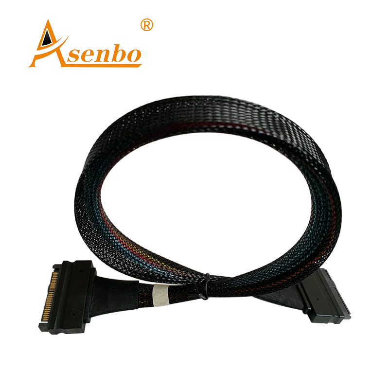 

Asenbo Hard Drive Cable SFF 8639 M TO SFF 8639 F L=500mm 24Gbps Sata Power Cable 90 Degree SFF-8611 4X TO SFF-8611 4X Wire