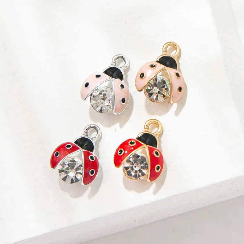 

10Pcs Enamel Crystal Ladybug Charms Beetle Pendants for Jewelry Making DIY Bracelet Women Necklace Earrings Accessories Crafts