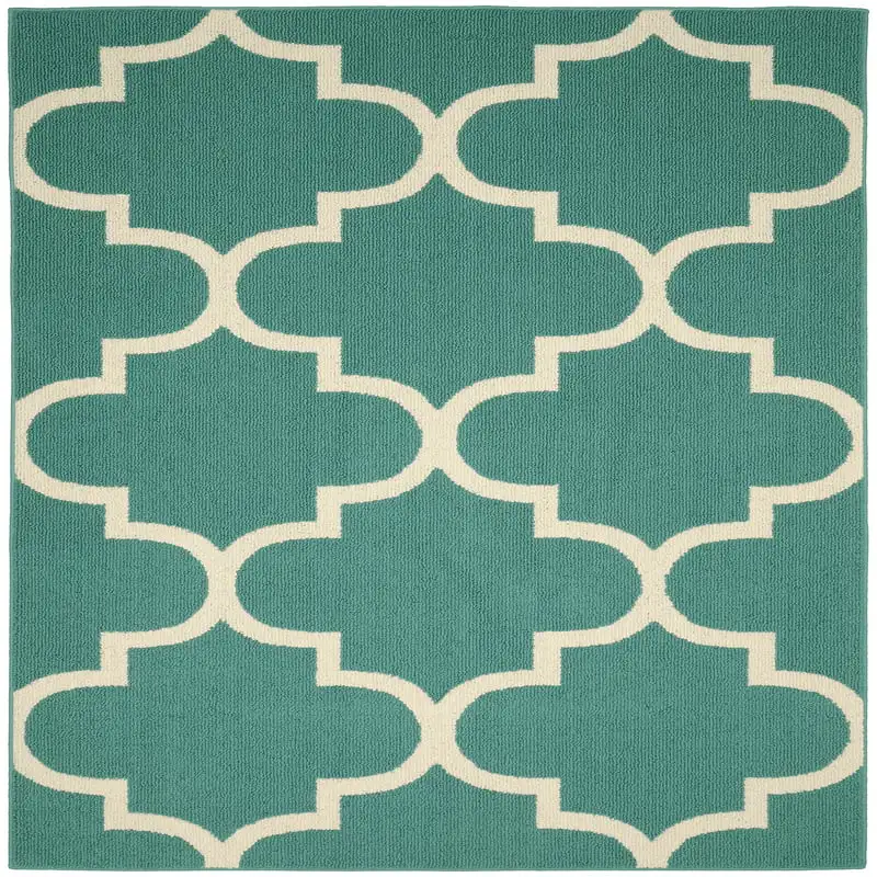 

Rug Quatrefoil 5 ft. x 7 ft. Area Rug Teal/Ivory Darling in the franxx Bleach Carpet runner rug hallway long Thundercats Alfombr