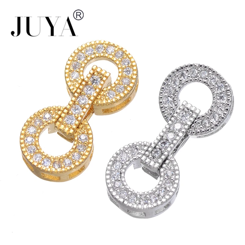 5 Pcs/Lot Fastener Clasps Hooks for DIY Handmade Jewelry Findings Cubic Zirconia Charm Connectors for Bracelet Making Components