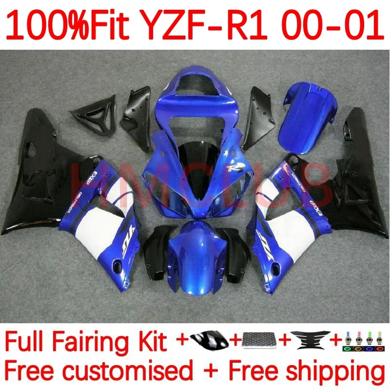 

OEM Body For YAMAHA YZF-R1 YZF R1 1000 C R 1 1000CC YZF1000 YZFR1 2000 2001 YZF-1000 00 01 Injection Fairing 1No.0 Blue Black
