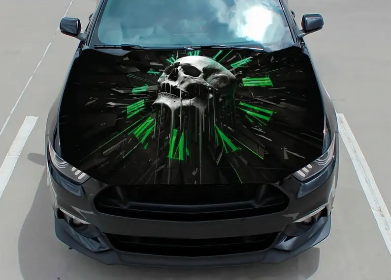 

Car hood decal, skull, vinyl, sticker, graphic, wrap decal, truck decal, truck graphic, bonnet decal, f150, Fit Any Car, CUSTOM