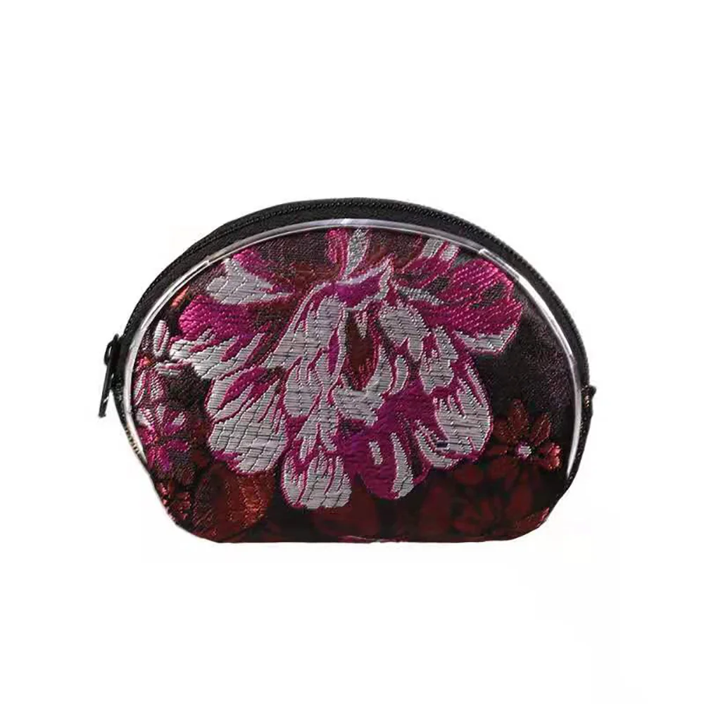 

Wallets Technology China Wind Zero Wallets Manufacturer Brocade Embroidery Fan-Shaped Small Zipper Wallets