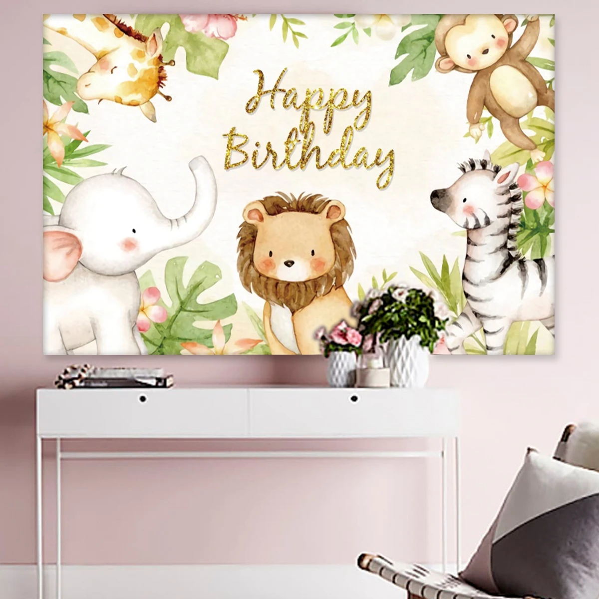 

1.5M Jungle Safari Animal Background Banner Birthday Party Decoration Kids Baby Shower Wild One Woodland Party Backdrop Decor