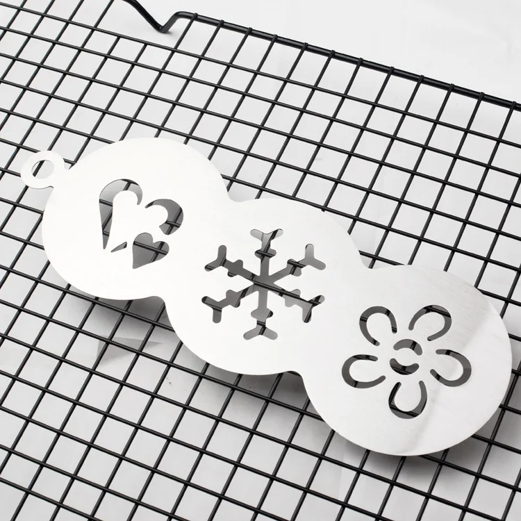 

Three-in-one Stainless Steel Coffee Drawing Die Coffee Gadget Cake Dusting Mold Coffee Decoration