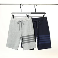 tb browin mens shorts luxury brand thom summer pants classic cotton 4 bar stripe light grey shorptants sport casual harajuku