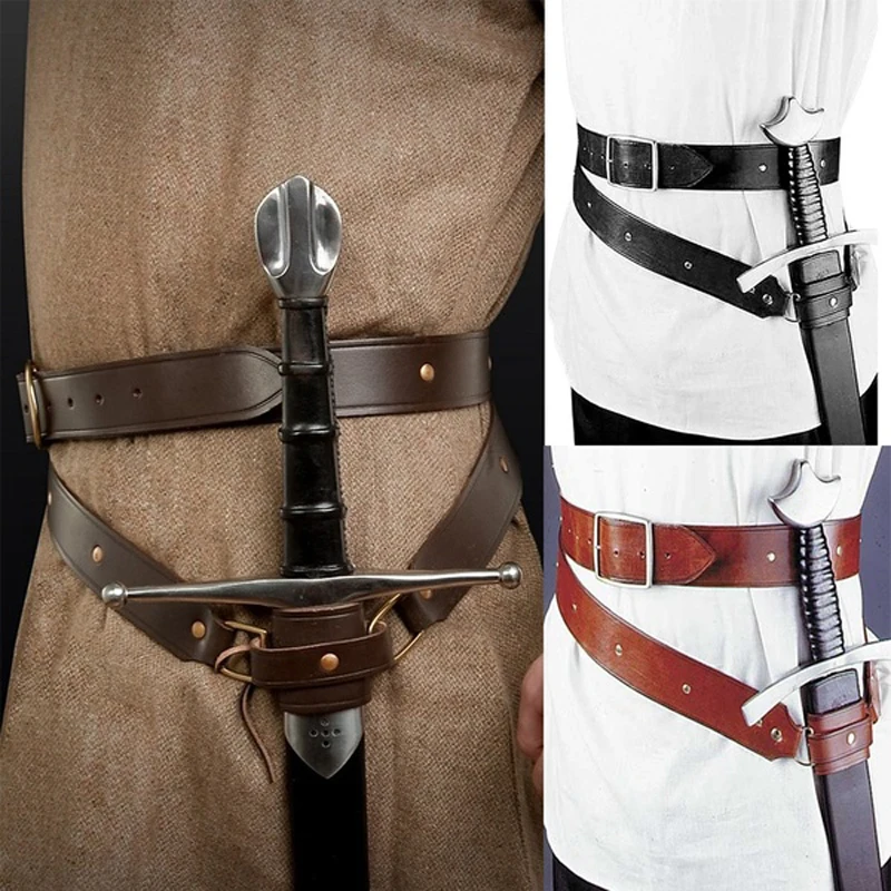 Leather Medieval Belt Sword Holder Scabbard For Sword Cutlass Holder Frog Men Women Larp Viking Knight Costume Waist Strap