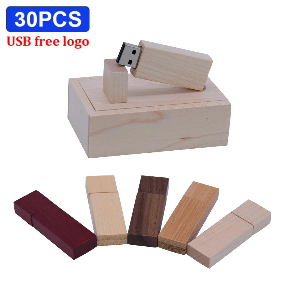 over 30pcs free logo Wooden USB Flash Drive natural wood pendrive 4GB 16GB 32GB 64GB Pen Drive Memory Stick photography gift