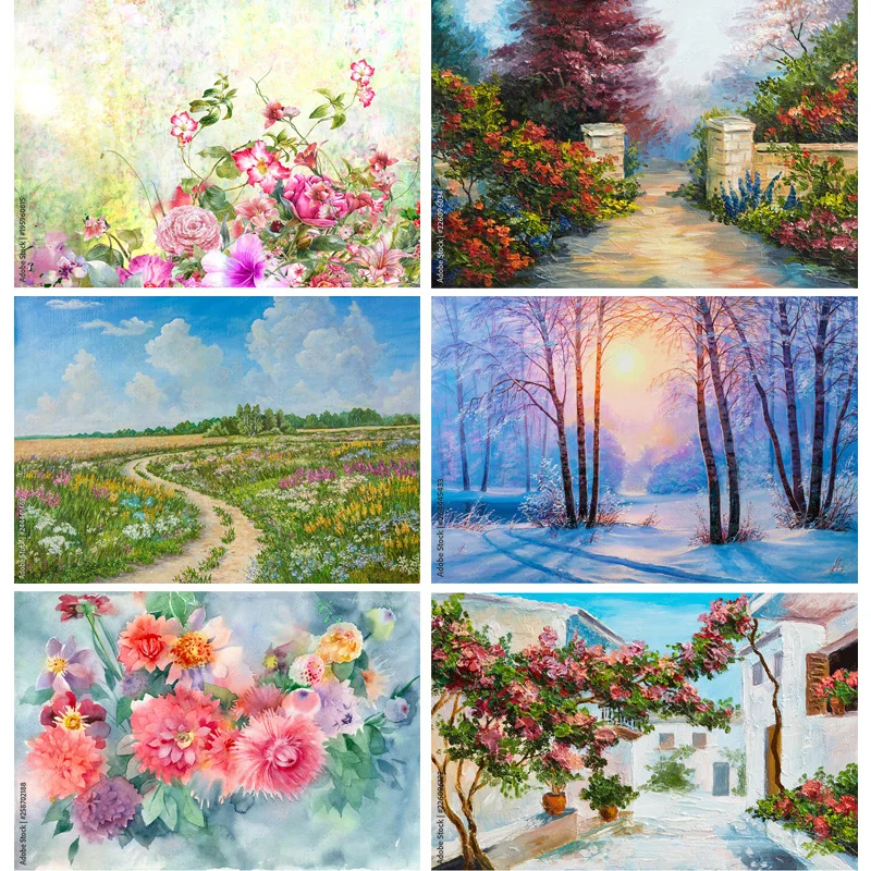 

Vintage Oil Painting Scenery Photography Backdrops Portrait Photo Background For Photo Studio Props 2242 YH-07