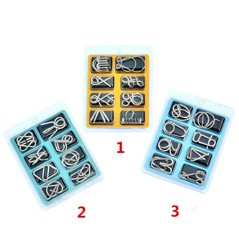 

8 Pcs/set Magic Lock Classical Metal Ring Puzzles IQ Brain Teaser Test Educational Early Learning Puzzle Toy