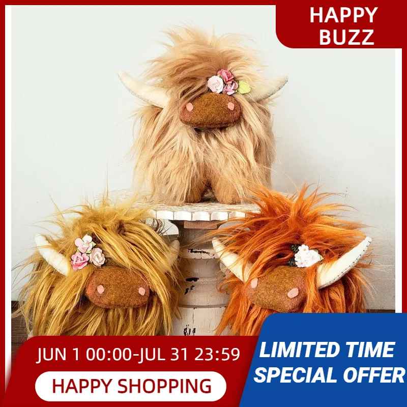 

Scottish Highland Cow Long-haired Cattle Toy Doll Peluches Farm Decorations Special Gift for Boy Girl Creative New Fashion Style