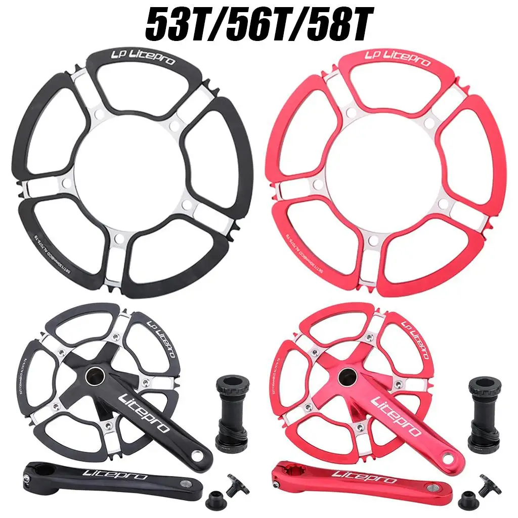 

Folding Bike Crankset Chainring BMX 130BCD 170mm Crankarm 7075-T6 Aluminum