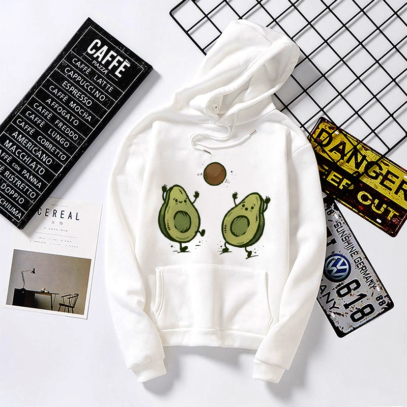 

Avocado Print Female Fashion White Hoodies Hoodies Tops Print Femme Cartoon Hipster Short Sleeve Ulzzang Harajuku Women Clothes