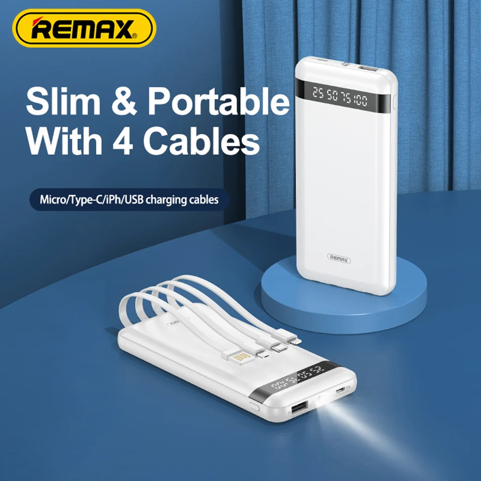 Внешний аккумулятор Remax для быстрой зарядки, USB/Type C/IPH/MICRO, 10000 мАч, 5 В, 2 А