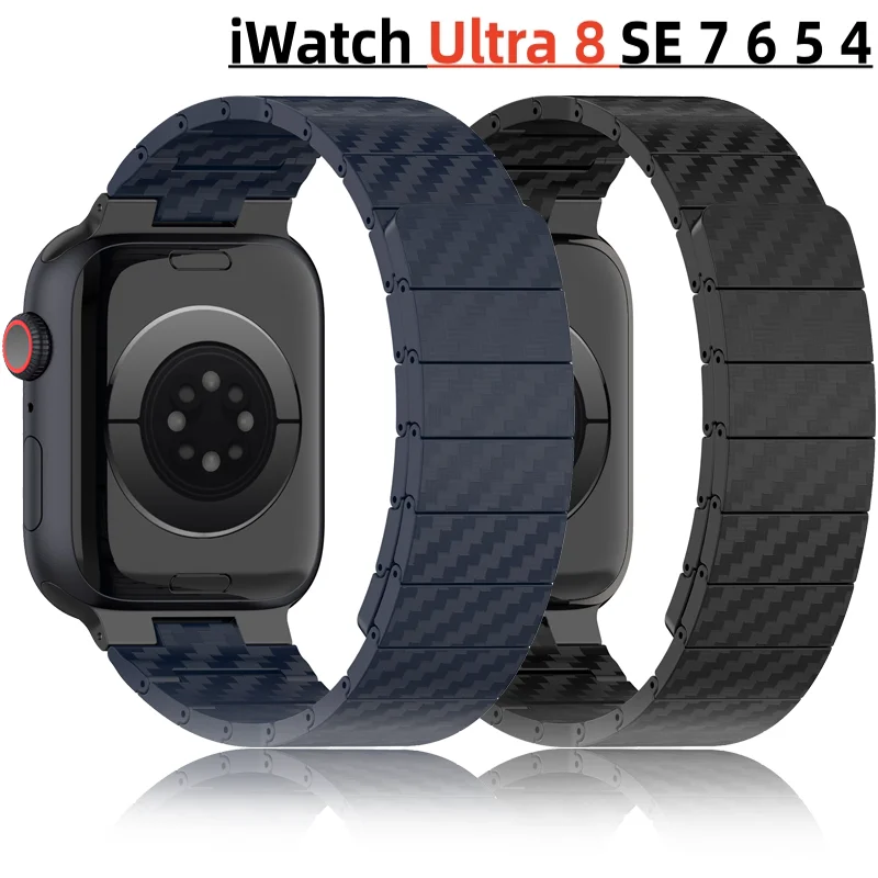 

Ремешок из углеродного волокна для Apple Watch Ultra Band 49 мм 45 44 мм 41 мм 42 40 мм, Модный Магнитный браслет для IWatch Series 8 7 6 5 4 3 SE