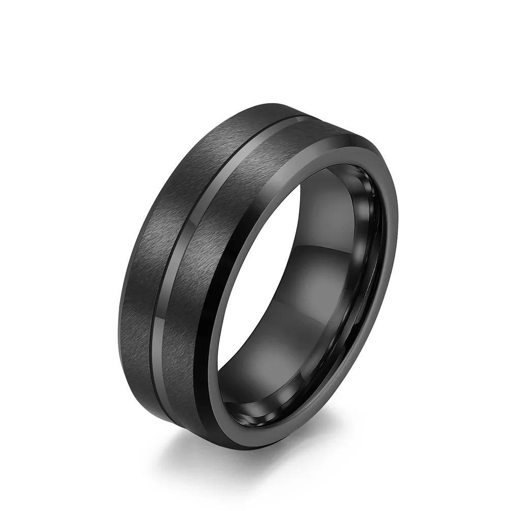 

VAKKI 8mm Fluted Line Frosted and Glossy Tungsten Carbide Steel Men's Ring Men's Hand Jewelry Gift Free Shipping