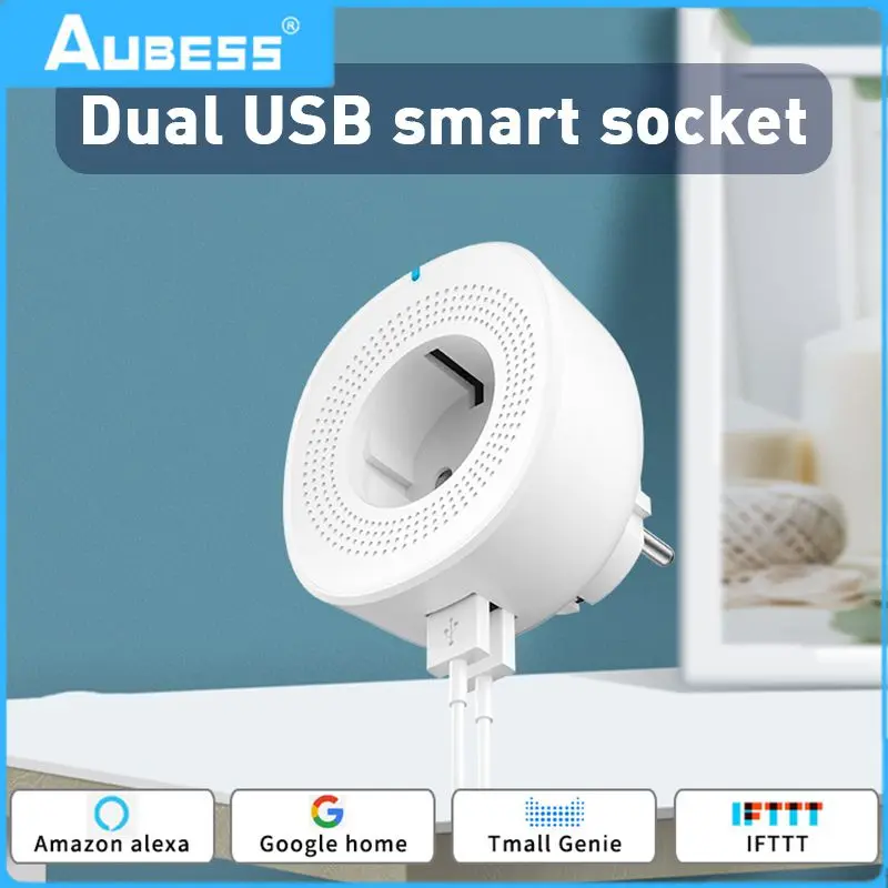 

Wifi Wireless Socket Intellect Dual Usb Ports Smart Plug Alexa Google Home Timing Long-range Control Wifi Power Plug Wireless