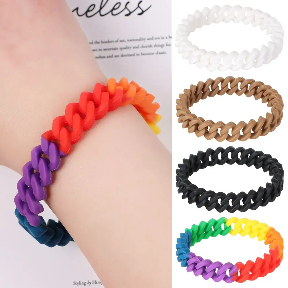 

Unisex Cuff Silica Gel Jewelry Accessories Charm Band Colorful Rubber Bangles Silicone Bracelets