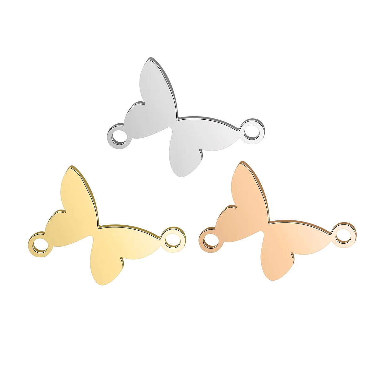 10pcs Stainless Steel Mirror Polish Butterfly Insect Pendant Charms Connectors For Bracelets Jewelry Making  Finding Accessories