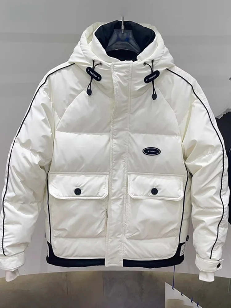 Высококачественный короткий пуховик с капюшоном утепленный мужской одноразовый