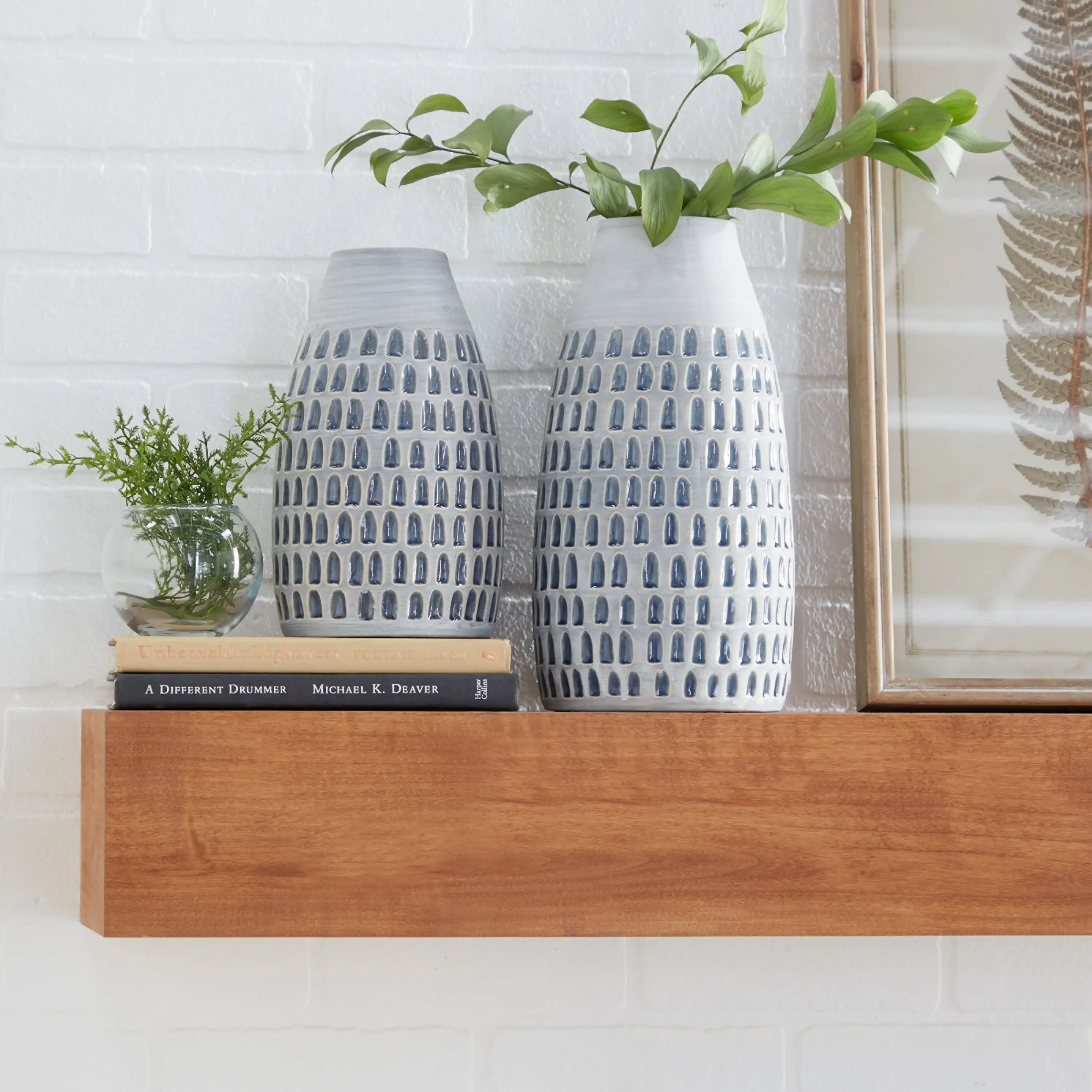 

12", 9"H Handmade Gray Ceramic Vase, Set of 2