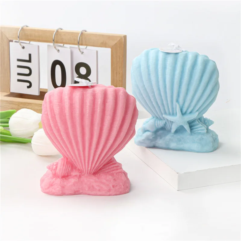 

3d Candle Making Supplies Silicone Starfish Conch Shell Candle Mold Creative DIY Heart Scallop Aromatherapy Mousse Mold