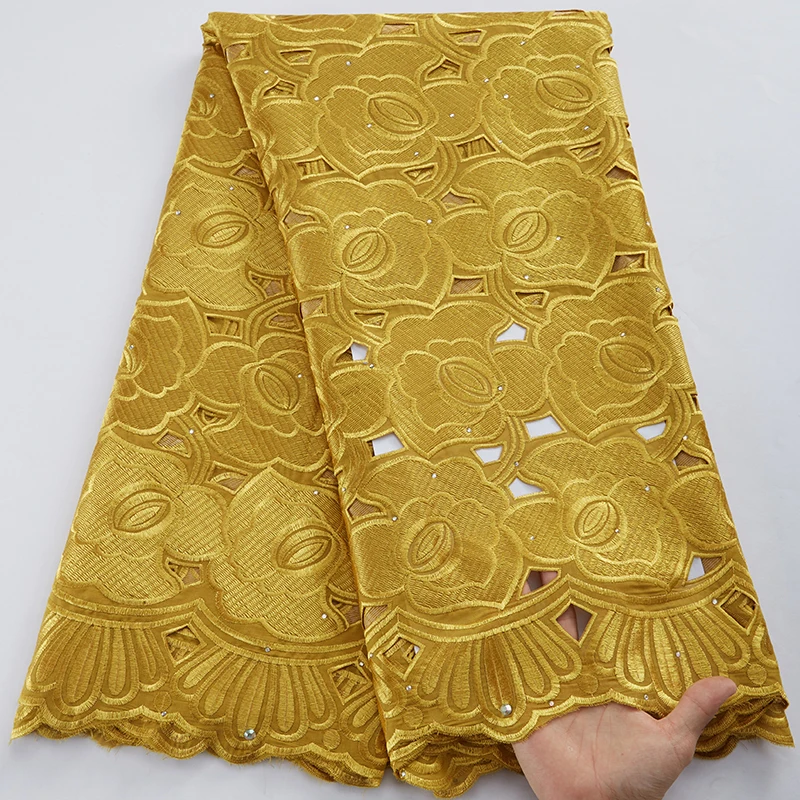 

Новейшая африканская хлопчатобумажная кружевная ткань желтая вышивка австрийский хлопок 2022 Дубай нигерийская швейцарская вуаль кружевная ткань для Paty 3026A