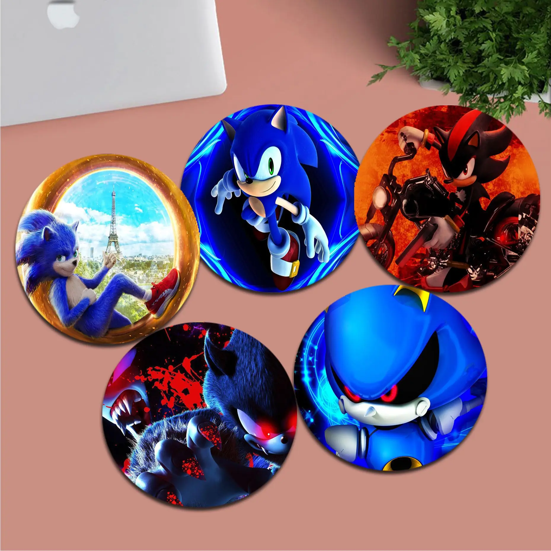 

MINISO S-Sonics Cute H-Hedgehogs Animation Round Thickened Mouse Pad Oversized Gaming Keyboard Table Mat Desk Set Accessories