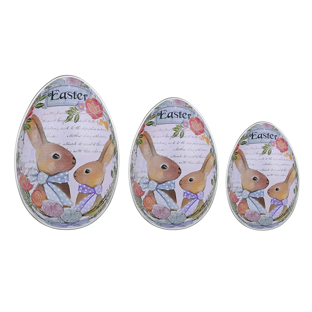 

3 Egg Candy Box Decor Party Unique Tinplate Egg-shape Box Egg-shaped Case for Party Candy Packing