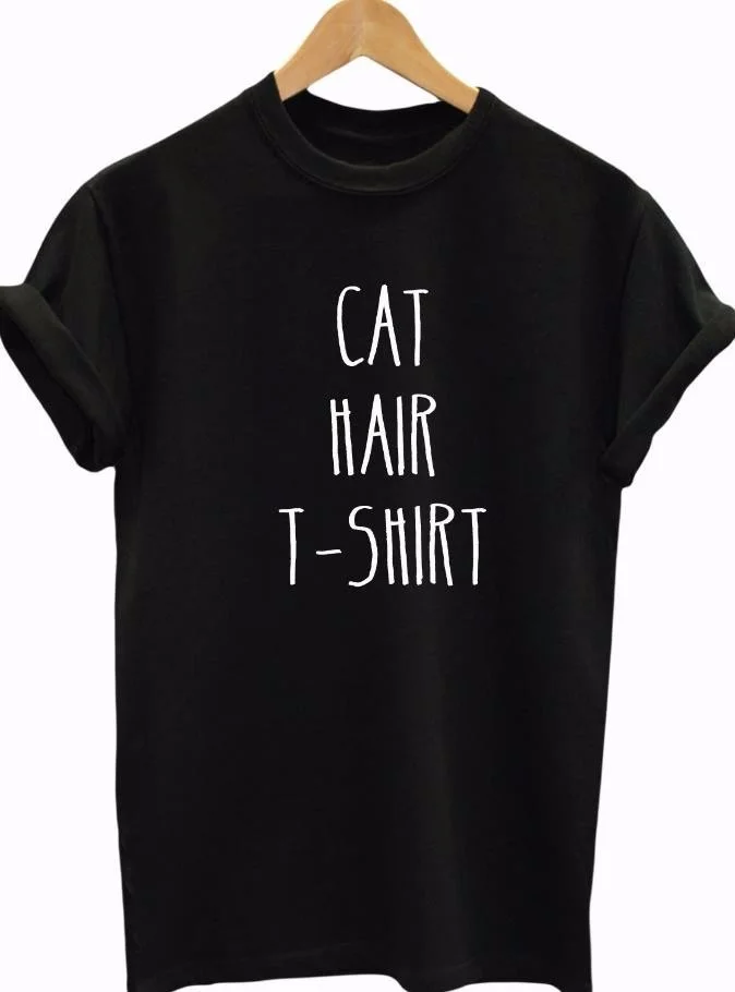 

Cat Hair T-shirt Women tshirts t shirt For Lady Top Tee Yong Wear Drop Ship F638