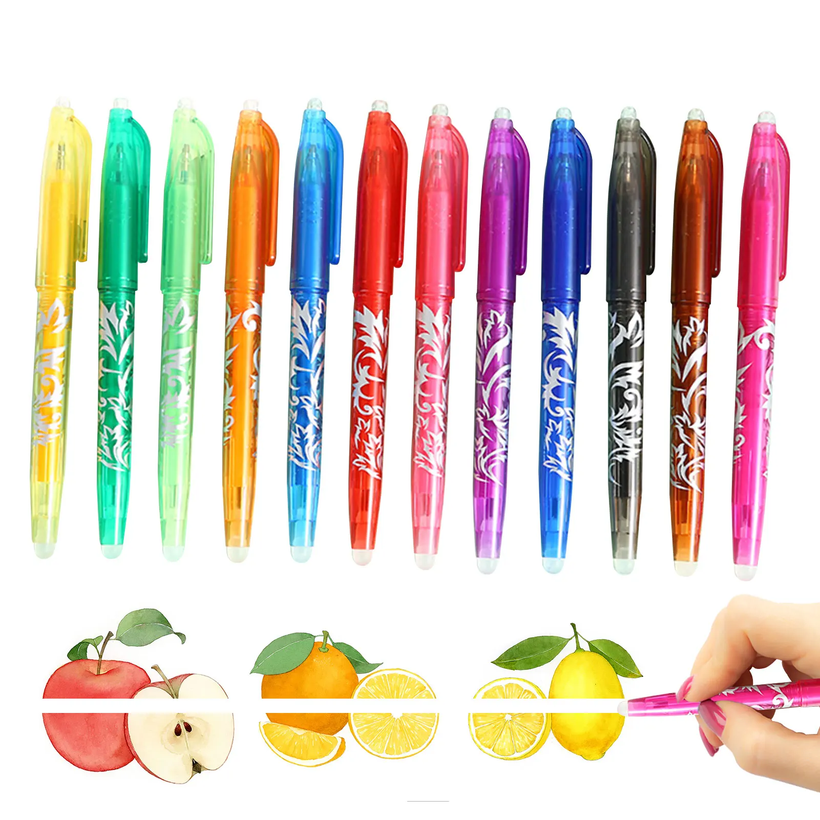 

12pcs 12 Colors Gel Erasable Pen Kids Adults Student Smooth Writing Erasable Pen with Eraser School Office Stationery Supplies