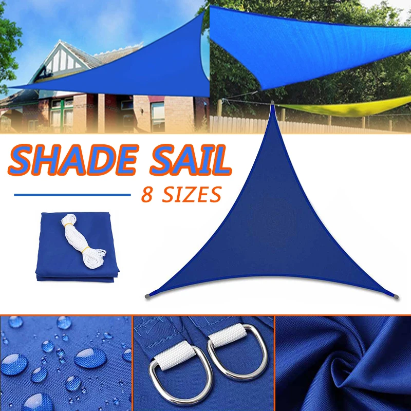 

8 Sizes Blue 300D Regular Triangle Shade Sails Waterproof Sun Shelter Outdoor Canopy Garden Patio Pool Shade Sail Awning Camping