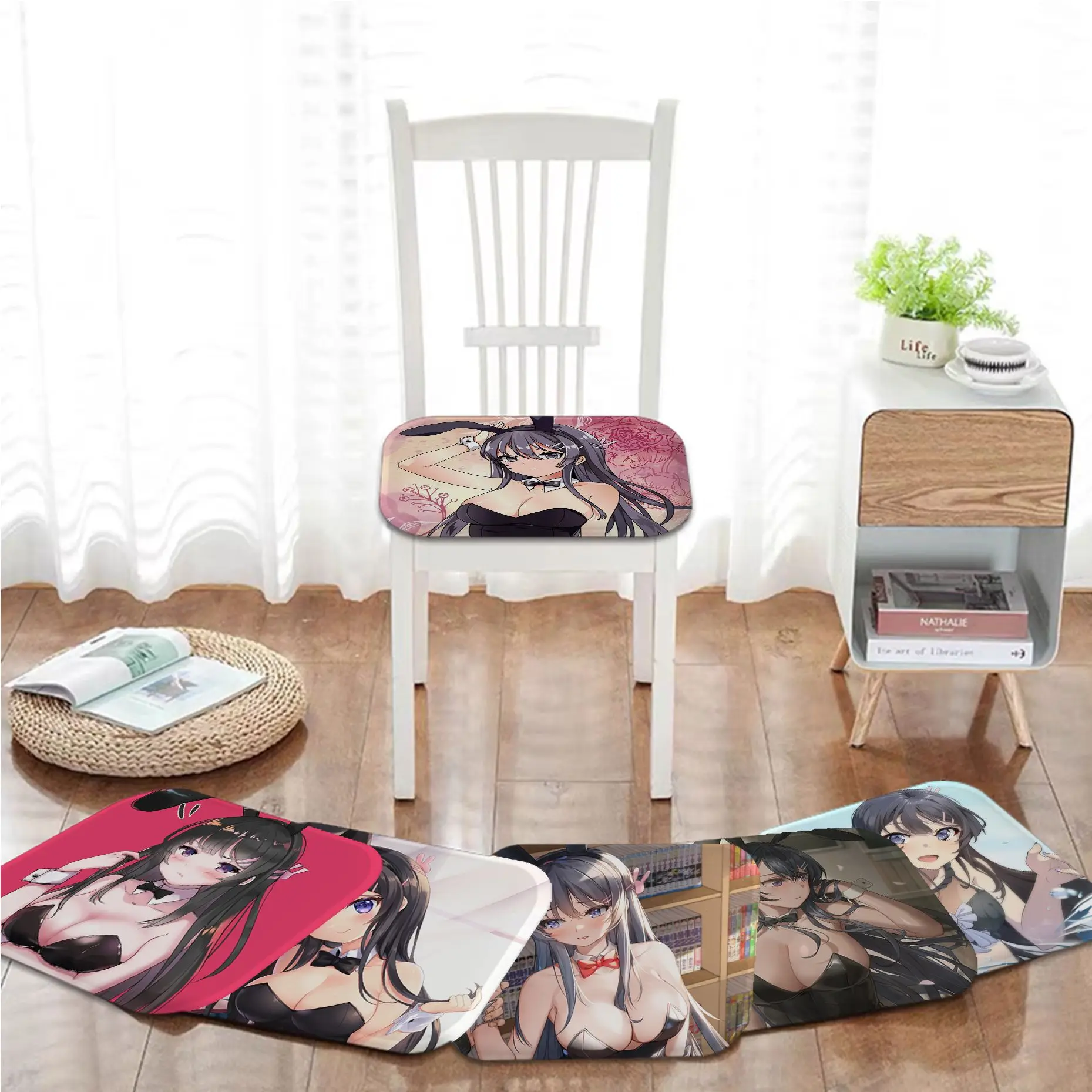 

Sakurajima Mai Anime Round Stool Pad Patio Home Kitchen Office Chair Seat Cushion Pads Sofa Seat 40x40cm Chair Cushions