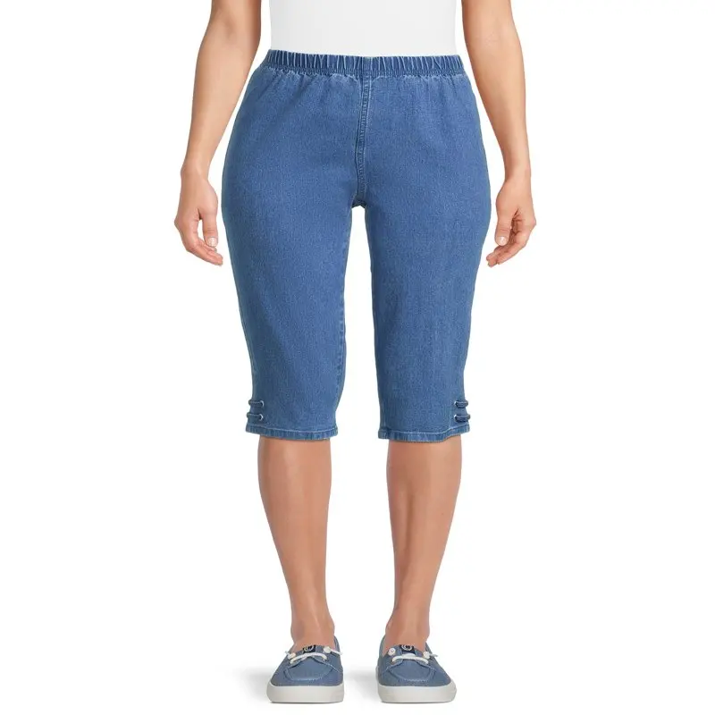 

Real Size Women`s Pull On Grommet Stretch Capri Pants, 17”