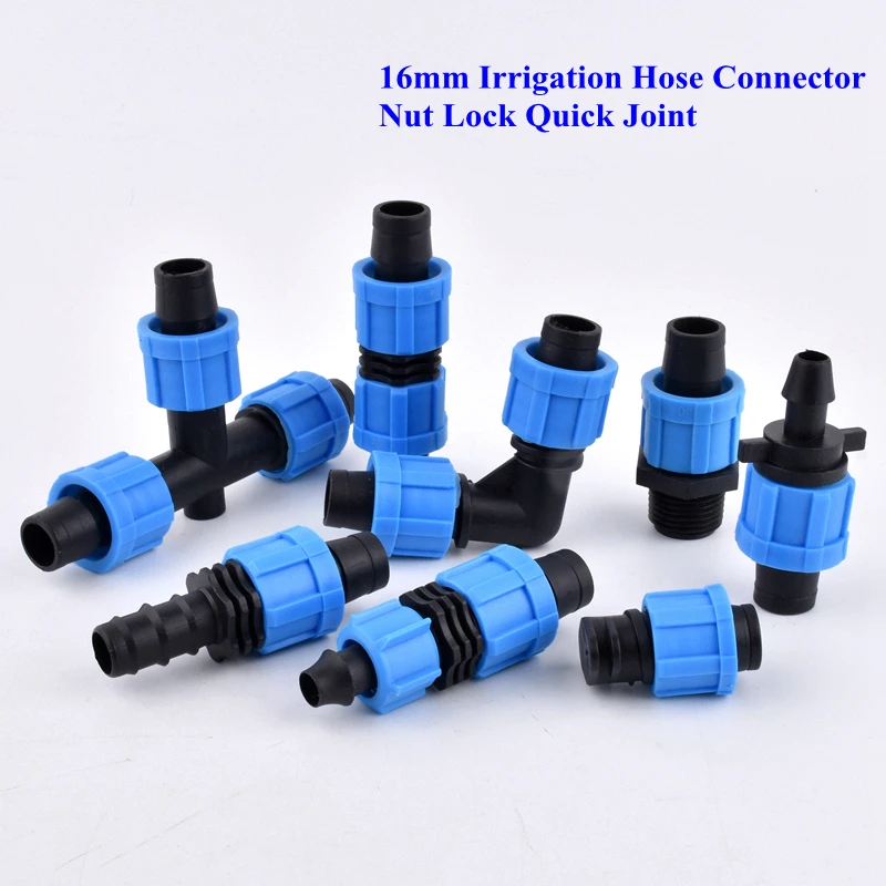 

16mm Nut Latch Quick Hose Connector Labyrinth Belt Drip Irrigation Belt Joint Watering irrigation Garden Water Pipe Connector