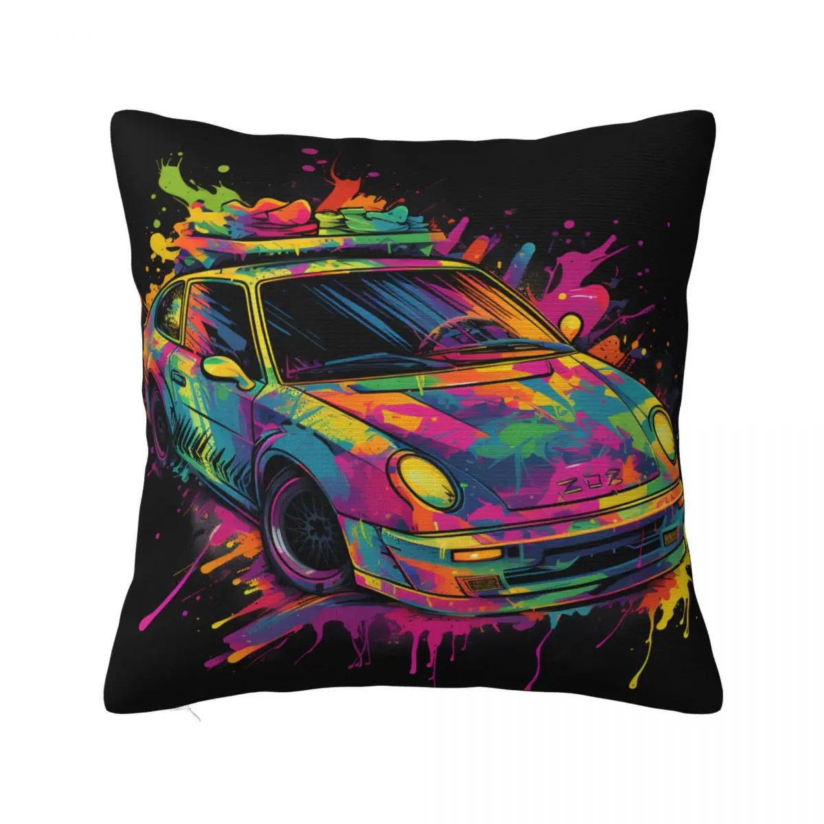 

Sports Car Pillow Case Grafitti Psychadelic Summer Vintage Pillowcase Polyester Bedroom Zipper Cover