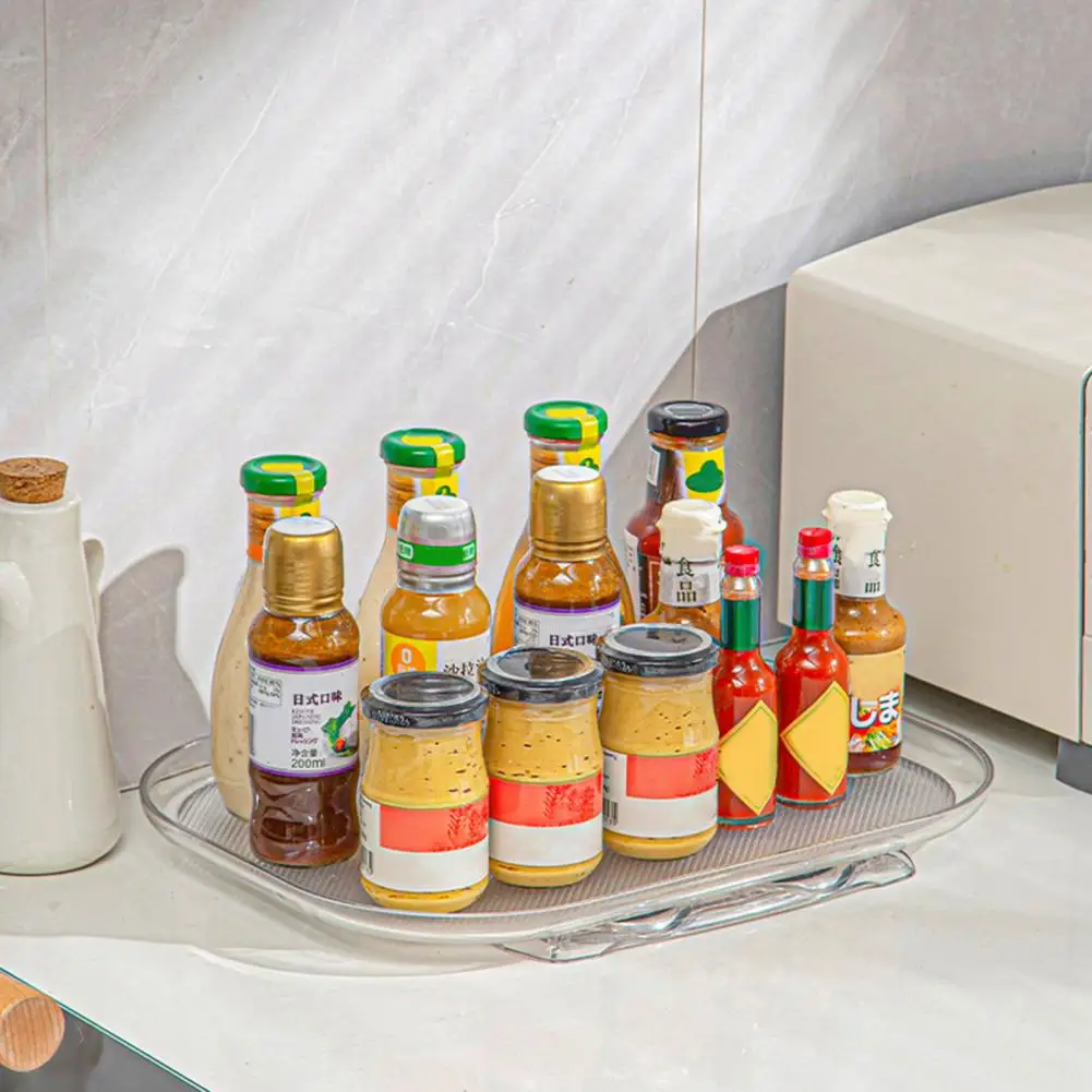 

Rectangular Lazy Turntable Holder Rotating Storage Rack for Refrigerator 360 Degree Rotation Refrigerator Organizer for Fridge
