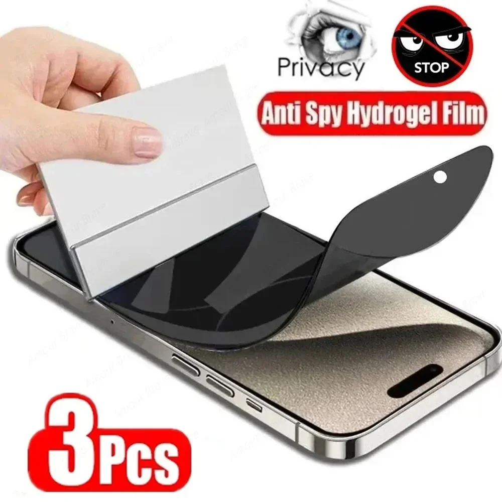 

3Pcs Privacy Screen Protector for IPhone 15 11 13 12 14 Pro Max Mini Plus For Anti-Spy Hydrogel Film For IPhone 15 Pro Max Film