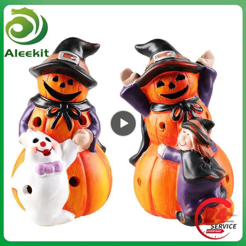 

Halloween Pumpkin Decoration Lamp Ceramics Decorations Ghost Witch Table Light Pumpkin Light Home Halloween Party Accessories